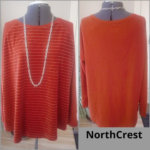 Northcrest Tops - NorthCrest Velour Silver Stripe Front Tee